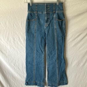 Kate Spade: High Rise Blue Denim Jeans- wide leg